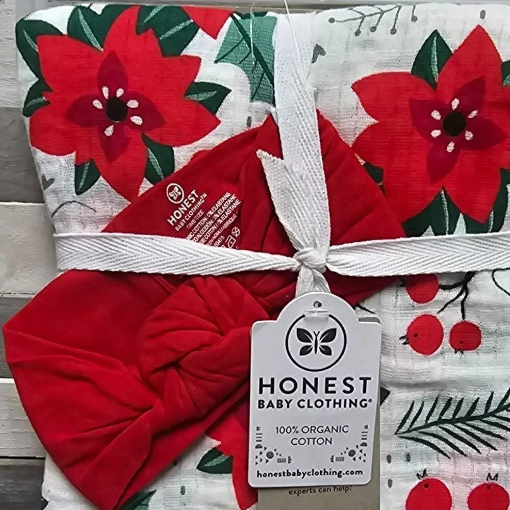 Honest Baby Organic Swaddle Blanket + Headband Gift Set - 2 Piece Set